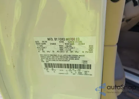 2010 Ford Escape Limited from USA, damaged, VIN 1FMCU9EG7AKA54537